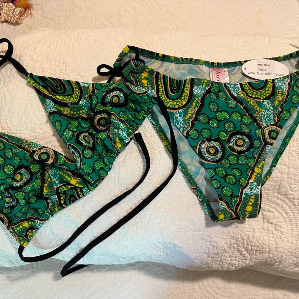 Anemone Green Patterned Bikini Set-NWT